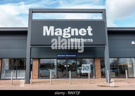 Der Magnet Küchen Showroom auf der Lesung Link Retail Park in Reading, Berkshire. Stockfoto