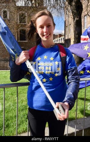 7. Mär 2019. Pro EU bleiben Demonstrant, sodem Stop Brexit Protest, College Green, Houses of Parliament, Westminster, London.UK Credit: michael Melia/Alamy leben Nachrichten Stockfoto