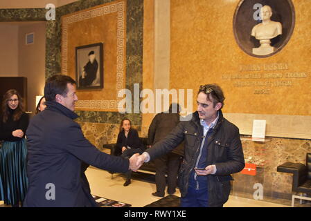 Foto Tiziano Manzoni/LaPresse 27/02//2019 Bergamo, ItaliaCronaca Daniele Belotti Onorevole Lega Nord e Giorgio Gori Sindaco di Bergamo PD Stockfoto