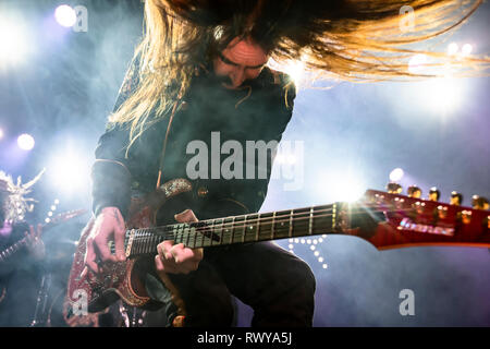 Norwegen, Bergen - März 7, 2019. Die schwedische Heavy Metal Band Avatar führt ein Live Konzert an der USF Verftet in Bergen. Hier Gitarrist Tim Öhrström wird gesehen, live auf der Bühne. (Foto: Gonzales Foto - Jarle H. Moe). Credit: Gonzales Foto/Alamy leben Nachrichten Stockfoto