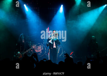 Norwegen, Bergen - März 7, 2019. Die schwedische Heavy Metal Band Avatar führt ein Live Konzert an der USF Verftet in Bergen. Hier Sänger Johannes Eckerström wird gesehen, live auf der Bühne. (Foto: Gonzales Foto - Jarle H. Moe). Credit: Gonzales Foto/Alamy leben Nachrichten Stockfoto