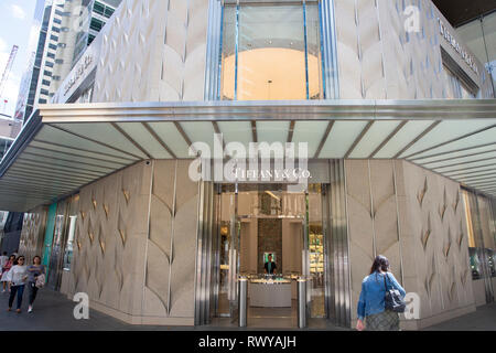 Sydney, Australien. 8th März 2019. 8th März 2019. Anfang dieser Woche öffnete Tiffany's Juwelier Tiffany and Co seine Türen für einen brandneuen Flagship-Store in Sydneys pitt Street. Quelle: martin Berry/Alamy Live News Stockfoto