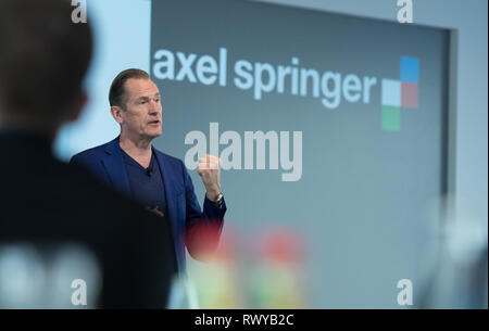 Vorsitzender der Geschäftsführung Dr. Mathias Doepfner Jahrespressekonferenz 2019 der Axel Springer SE in Berlin, Deutschland am 07.03.2019. | Verwendung weltweit Stockfoto