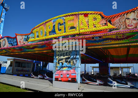 Top Gear Dodgems an einem Reisen Messe in Lowestoft, Suffolk, England, Großbritannien Stockfoto