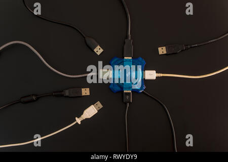 USB-Hub trennen den USB-Geräteanschluss Stockfoto