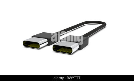 Die 3D-Wiedergabe von USB 4 Kabel auf weißem Hintergrund Stockfoto