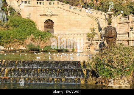 Wasserfall Kaskade, Parc de la Ciutadella, Barcelona Stockfoto