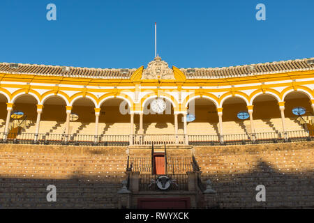 Plaza de Toros de la Real Maestranza de Caballería de Sevilla oder Sevilla Stierkampfarena Arena Stockfoto