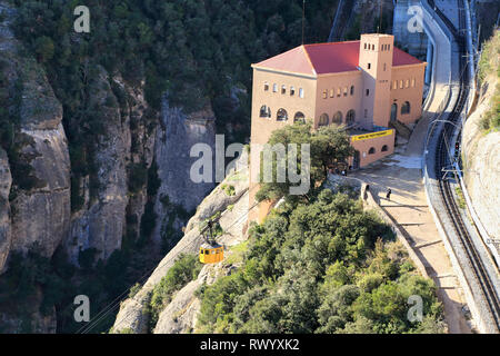 Aeri de Berg Montserrat, Seilbahn, Katalonien, Spanien Stockfoto