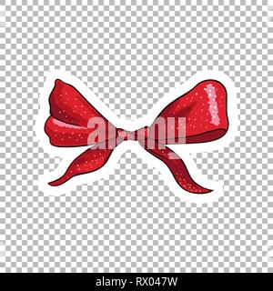 Rote gepunktete Bogen handgezeichnete Illustrationen. Ribbon Knoten Kontur zeichnen auf transparenten Hintergrund. Bowknot isoliert Aquarell doodle Clipart. Bow-tie-Karikatur Aufkleber. Grußkarte flache Design Element Stock Vektor