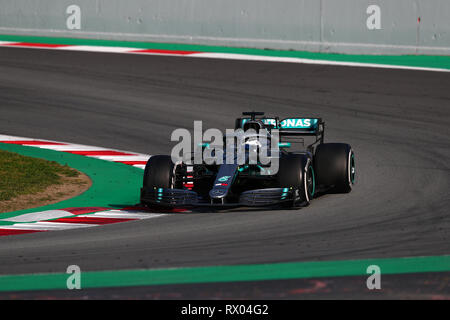 Montmelo, Barcelona - Spanien. 28 Uhr Februar 2019. Valtteri Bottas fahren die (77) MERCEDES AMG PETRONAS-F1-Team Mercedes W10 auf der Spur während der F1 Winte Stockfoto