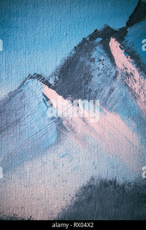 Detail einer Öl auf Leinwand Gemälde von einem Berg Stockfoto