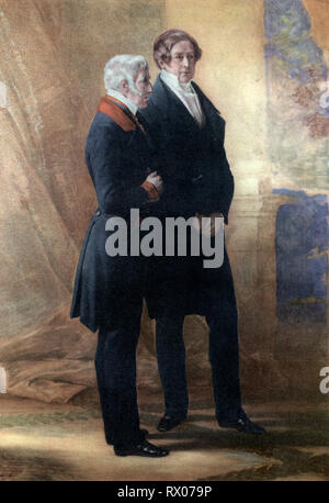 Der Herzog von Wellington und Sir Robert Peel, 1851. Nach Franz Xaver Winterhalter (1805-1873). Die konservative Regierung des Vereinigten Königreichs Großbritannien und Irland, die 1828 begann und 1830 endete, wurde vom Herzog von Wellington im House of Lords und Robert Peel im House of Commons angeführt. Stockfoto