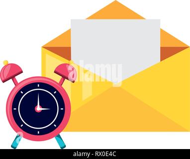 Wecker mit Umschlag mail Vector Illustration Design Stock Vektor