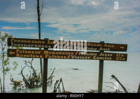 Tanjung Piai, die südlichste Spitze von Festland Asien, Pontian, Malaysia Stockfoto