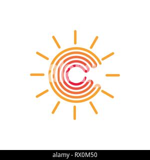 Buchstabe c gradient Sonnenstrahlen logo Vektor Stock Vektor