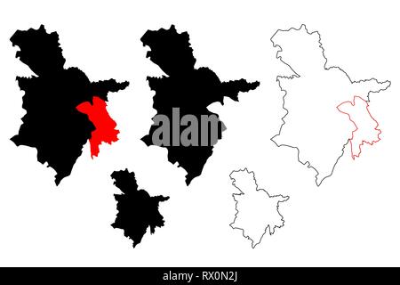 Sulaymaniyah Governorate (Republik Irak, Gouvernements des Irak) Karte Vektor-illustration, kritzeln Skizze Sulaymaniyah Provinz Karte Stock Vektor