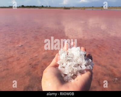 Close up Himalaya Pink salt Crystal in natürlichen Hintergrund Stockfoto