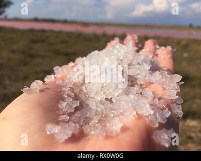 Close up Himalaya Pink salt Crystal in natürlichen Hintergrund Stockfoto