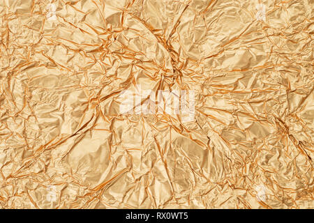 Kantige Metall Gold foil Close up Hintergrund Textur Stockfoto