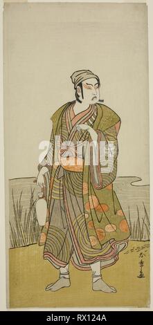 Der Schauspieler Ichimura Uzaemon IX als Potter Tsuchihei im Spiel Higashiyama Momiji keine Kadode, durchgeführt an der Ichimura Theater im neunten Monat, 1778. Shunsho Katsukawa?? ??; Japanisch, 1726-1792. Datum: 1773-1783. Abmessungen: 32,6 x 15,4 cm (12 13/16 x 6 1/16 in.). Farbe holzschnitt; hosoban. Herkunft: Japan. Museum: Das Chicago Art Institute. Stockfoto