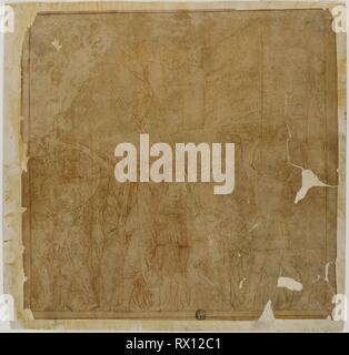 Studie für die Triumphe von Julius Caesar: Leinwand Nr. I. Nach Andrea Mantegna; Italienisch, 1431-1506. Datum: 1490-1551. Abmessungen: 276 x 281 mm. Feder und Tinte braun mit roten Bleistift, auf tan-Bütten, festgelegt auf Elfenbein webte Papier. Herkunft: Italien. Museum: Das Chicago Art Institute. Stockfoto