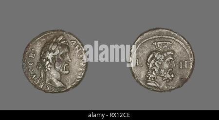 Münze Darstellung Kaiser Antoninus Pius. Roman, in Alexandria, Ägypten. Datum: 145 AD. Abmessungen: Durchm. 2,5 cm; 12,80 g. Billon. Herkunft: Ägypten. Museum: Das Chicago Art Institute. Thema: Alte ägyptische. Stockfoto