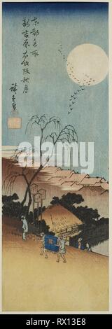 Herbst Mond in der Neuen Yoshiwara in Emonzaka (Shin Yoshiwara Emonzaka shugetsu), aus der Serie "Berühmte Blick auf die östliche Hauptstadt (Toto Meisho)". Utagawa Hiroshige?? ??; Japanisch, 1797-1858. Datum: 1830-1843. Abmessungen: 36,2 x 12,6 cm (14 1/4 x 4 15/16 in.). Farbe holzschnitt; Chu-tanzaku. Herkunft: Japan. Museum: Das Chicago Art Institute. Stockfoto