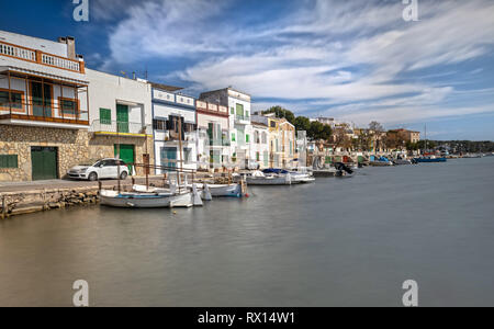 Der Hafen von Portocolom auf Mallorca, Spanien Stockfoto