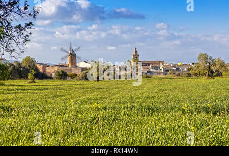 Panoramablick über Algaida auf Mallorca, Spanien Stockfoto