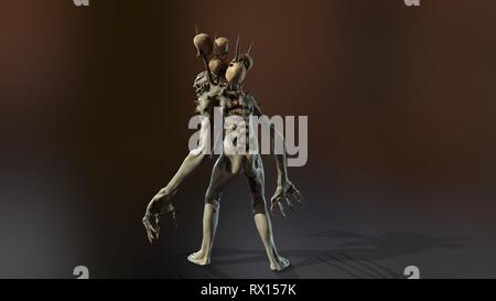 Nukleare post-Apokalypse mutant Soldat 3D-Rendering Stockfoto