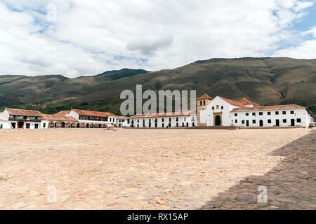 Panoramablick von Villa de Leyva Hauptplatz in Boyacá Stockfoto
