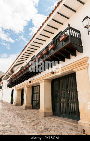 Panoramablick von Villa de Leyva Hauptplatz in Boyacá Stockfoto