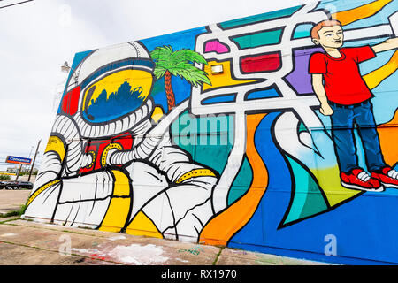 Graffiti durch einige talentierte Künstler in der Innenstadt von Houston, TX Stockfoto