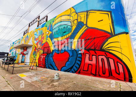 Graffiti durch einige talentierte Künstler in der Innenstadt von Houston, TX Stockfoto