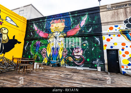 Graffiti durch einige talentierte Künstler in der Innenstadt von Houston, TX Stockfoto