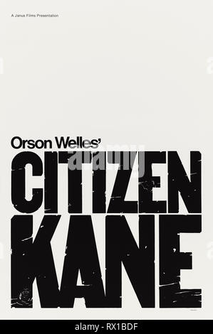 Citizen Kane (1941) von Orson Welles Regie und mit Orson Welles, Joseph Cotten und Dorothy Comingore. Ein Reporter versucht, den Sterbenden Worte der Zeitung Magnat Charles Foster Kane aufzudecken. Ein Janus Filme Poster für die Filme 1963 re-release. Stockfoto