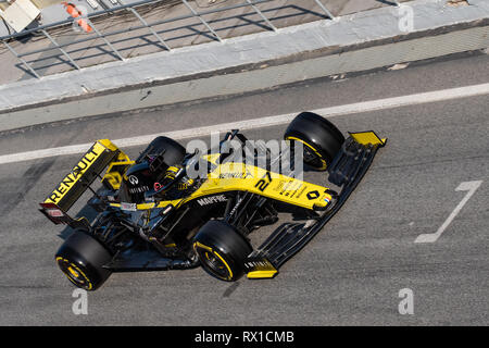 Barcelona, Spanien. 21. Februar 2019 - Nico Hulkenberg aus Deutschland mit 27 Renault F1 Team RS 19 am Anschluss während der F1-Test. Stockfoto