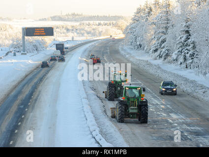Die Autobahn M8 an harthill Schottland im Winter 2010. Stockfoto