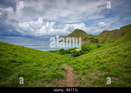 Padar ist eine kleine Insel zwischen Komodo und Rinca Inseln Komodo Archipel. Es ist die 3. größte Insel Komodo National Park. Stockfoto