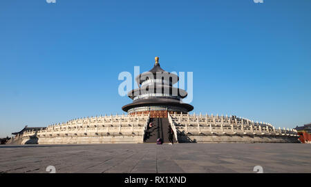 Peking/China - 16. JANUAR 2019: Tempel des Himmels Park Landschaft in Peking, China. Tiantan Park einer der Ziel für Reisende. Stockfoto