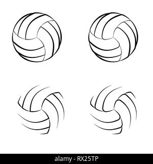 Set of four different outline sport balls isolated on white background Stock Vektor