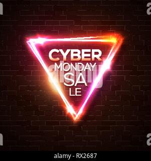 Cyber Monday Verkauf promo Neon vector Hintergrund. Stock Vektor