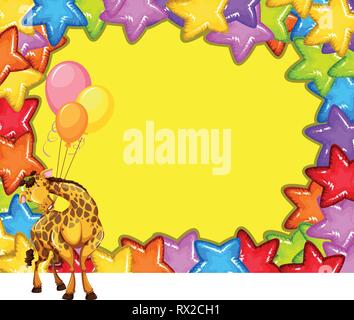 Giraffe auf dem bunten Rahmen Abbildung Stock Vektor