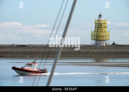 Maler Dwayne Robinson bei Nelson Leuchtturm Stockfoto