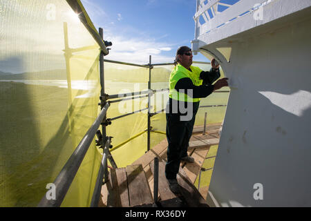 Maler Dwayne Robinson bei Nelson Leuchtturm Stockfoto