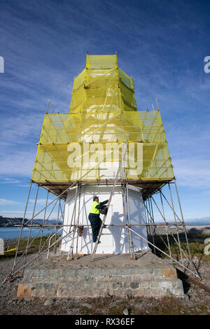 Maler Dwayne Robinson bei Nelson Leuchtturm Stockfoto