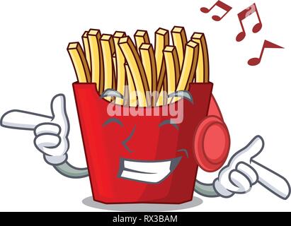 Musik Pommes frites in Cartoon Formen verpackt Stock Vektor