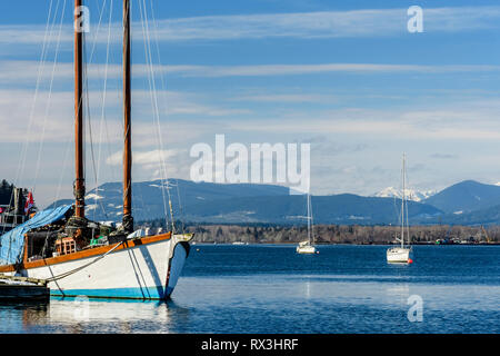 Segelboote günstig in der Nähe von Cherry Point Marina in der Nähe von Cowichan Bay, British Columbia. Stockfoto