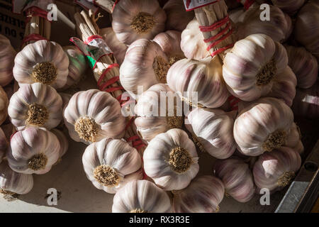 Knoblauch für den Verkauf in den Marker an Sanary sur Mer, Frankreich Stockfoto